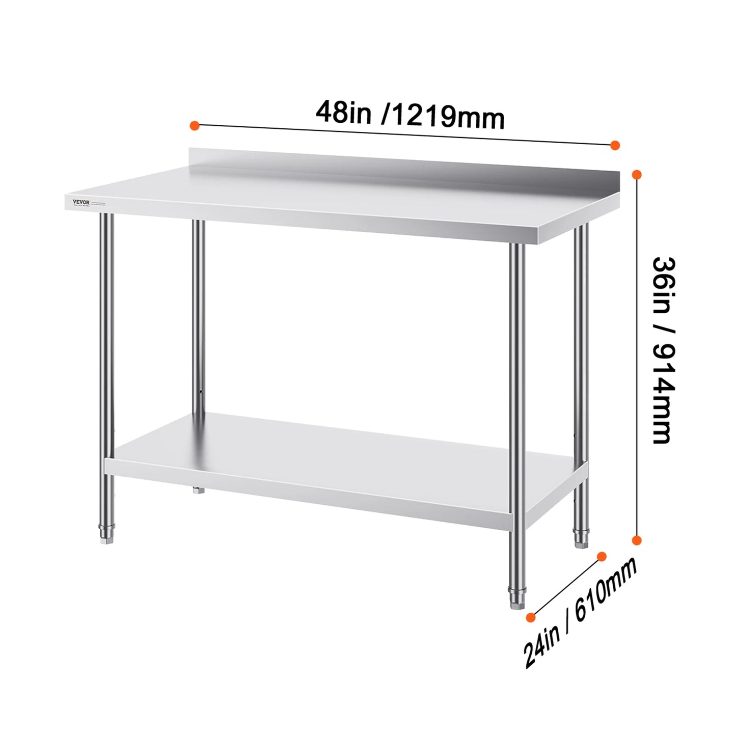 SucceBuy Stainless Steel Work Table Adjustable Height Heavy Duty Prep Table