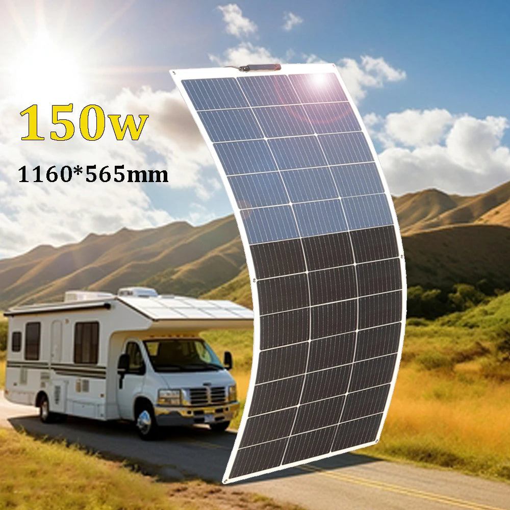 12V Solar Panel 150W 300W 450W Flexible Photovoltaic Charger for Camping