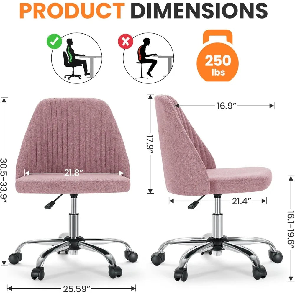 Ljustra Simple Deluxe Armless Office Desk Chair Modern Swivel Chair