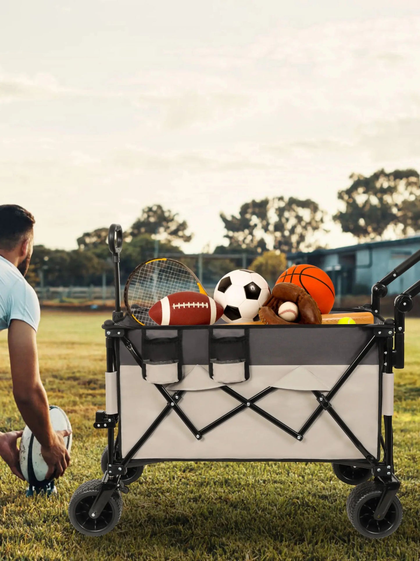 Multi-Functional Push-Pull Folding Wagon Cart Heavy-Duty All-Terrain Wheels