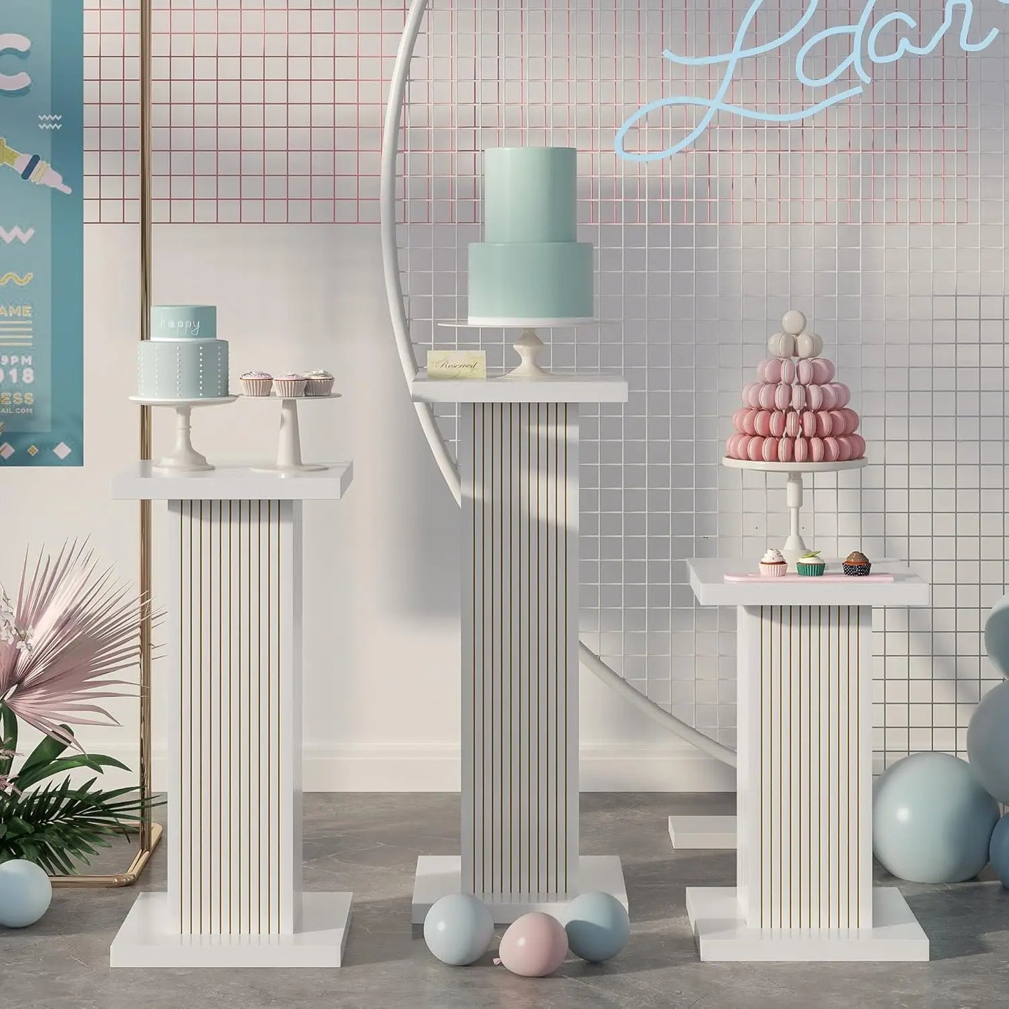 3PCS Square Pedestal Stand for Party Display Wedding Decor Plant Stand