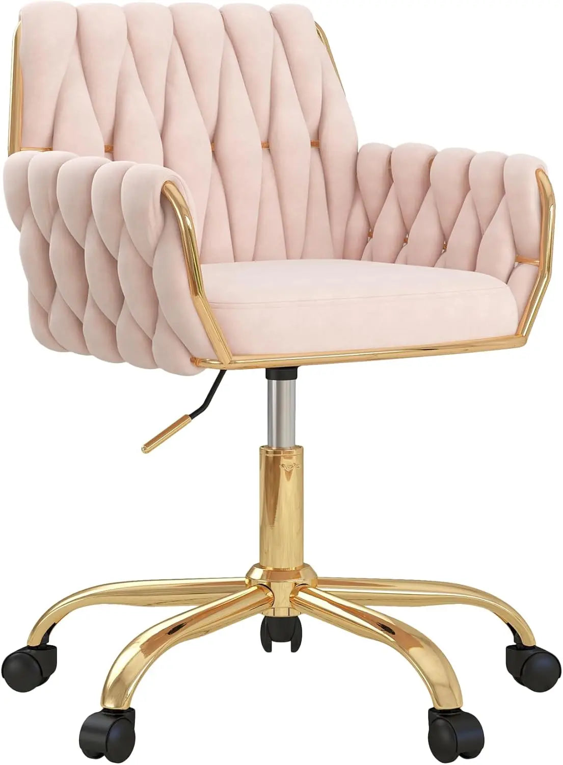 Velvet Home Office Chair Adjustable Swivel Makeup Chair Golden Base