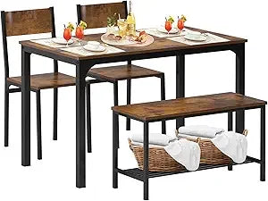 Modern 4-Piece Dining Table Set with Bench and Chairs for Kitchen
