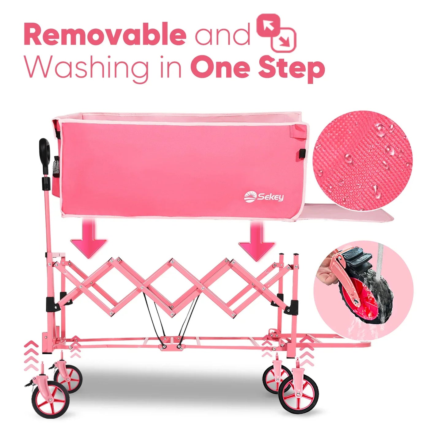 Ljustra 52 Inch Extender Folding Collapsible Wagon 330LBS Heavy Duty