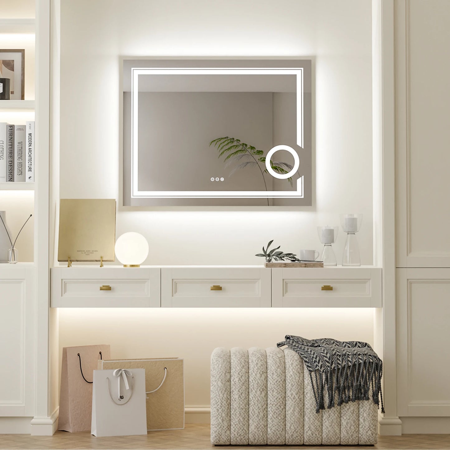 Ljustra LED Lighted Smart Bathroom Mirror 3X Magnifier Anti-Fog Wall Mounted