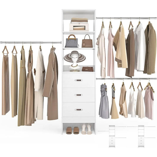 96 Inch Closet Organizer System with 3 Hanging Rods Minimalist Design