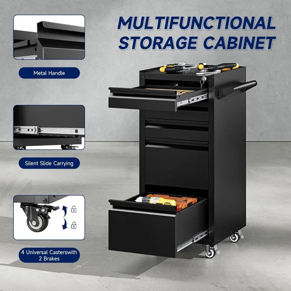 5-Drawer Rolling Tool Storage Cabinet with Locking Wheels Heavy Duty
