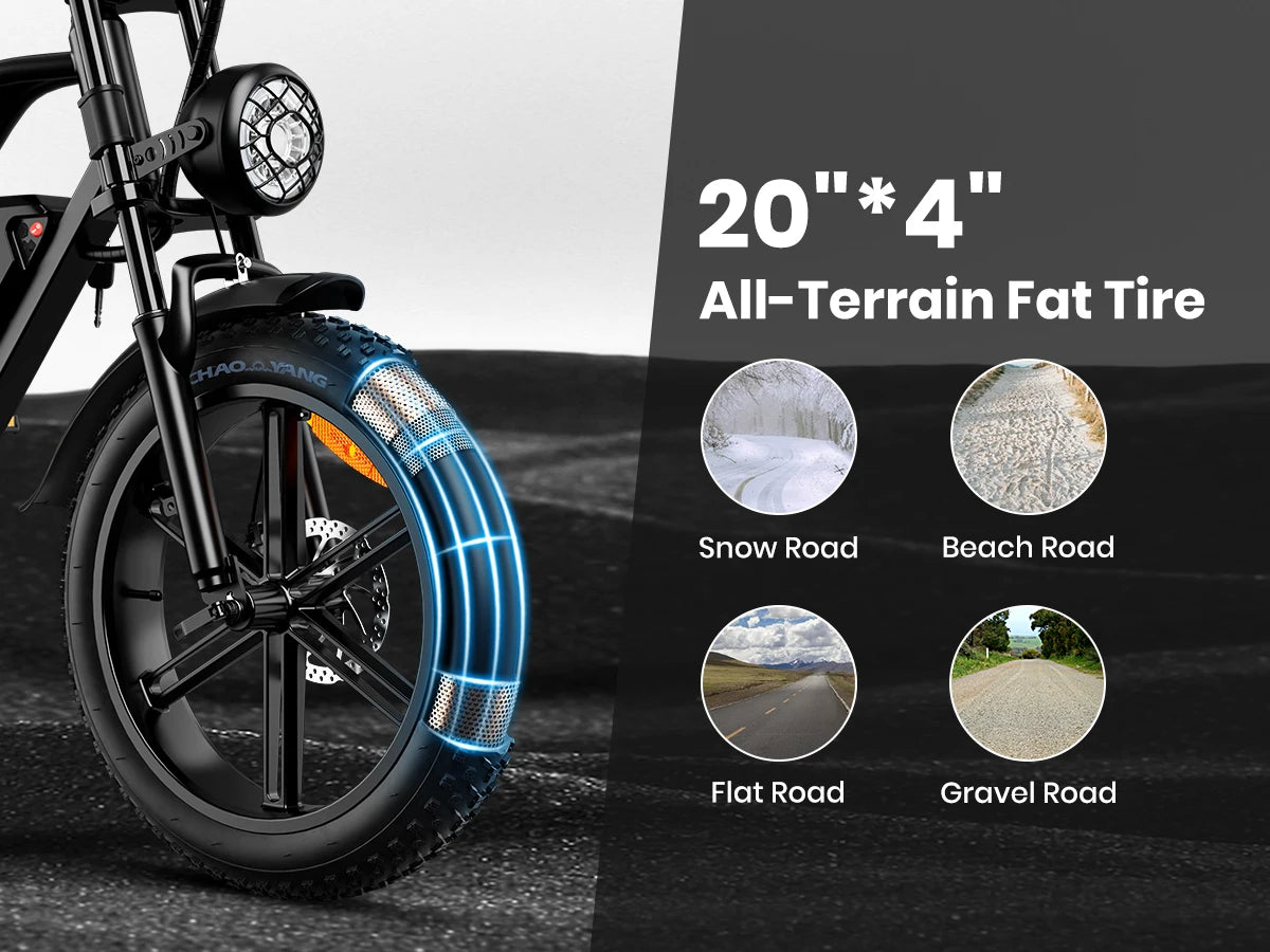 Ljustra V9-G60 1000W Electric Bike Adults 20 Inch Tires Mountain Ebike