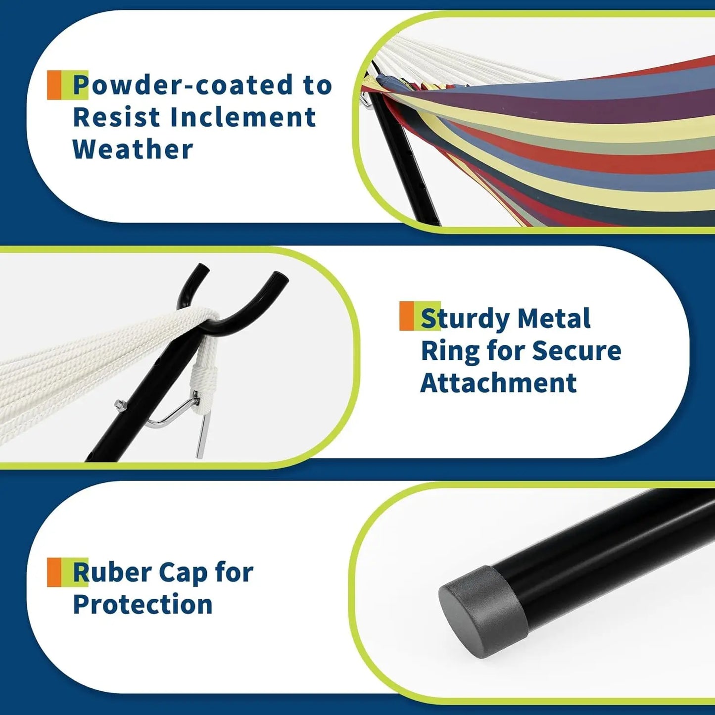 Ljustra 2-Person Hammock Set with Quick-Lock Steel Stand Outdoor Lounger