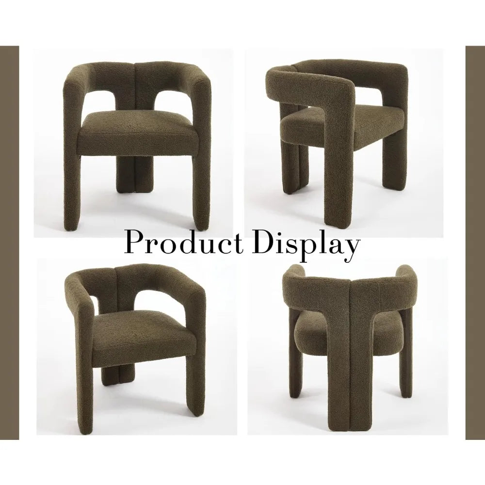 Modern Barrel Dining Chairs Set of 2 Upholstered Boucle Accent Chairs