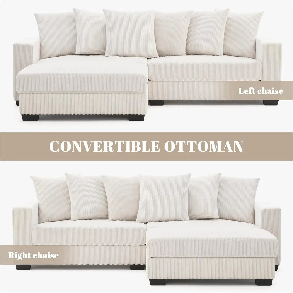 Ljustra Comfy L-Shaped Deep Seat Sectional Sofa 101.6" Modern Furniture