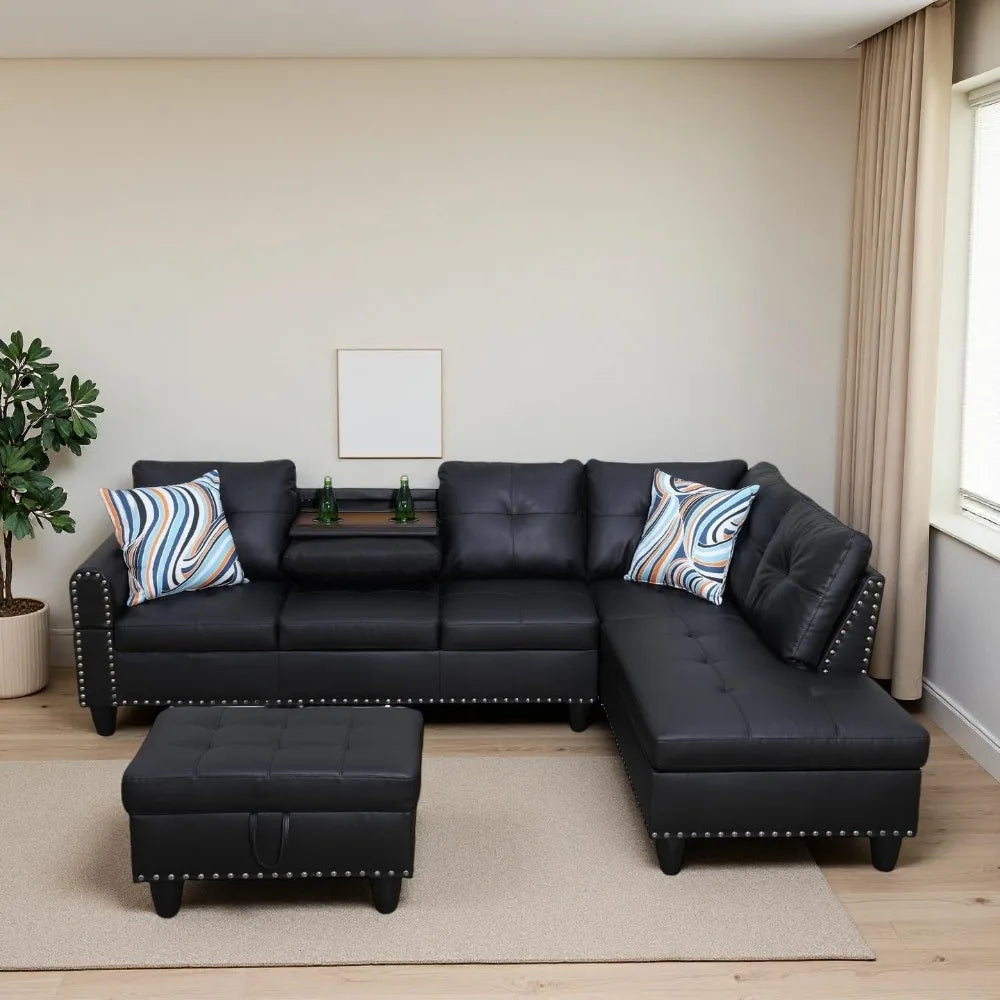 Modern 83 Inch Sofa in a Box No Assembly 3 Seater Couch with Pillows