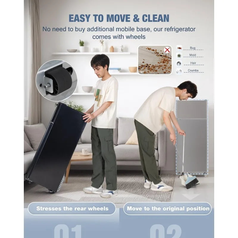 Ljustra Double Door Mini Refrigerator with Freezer 4.5 Cu.Ft Adjustable Temp