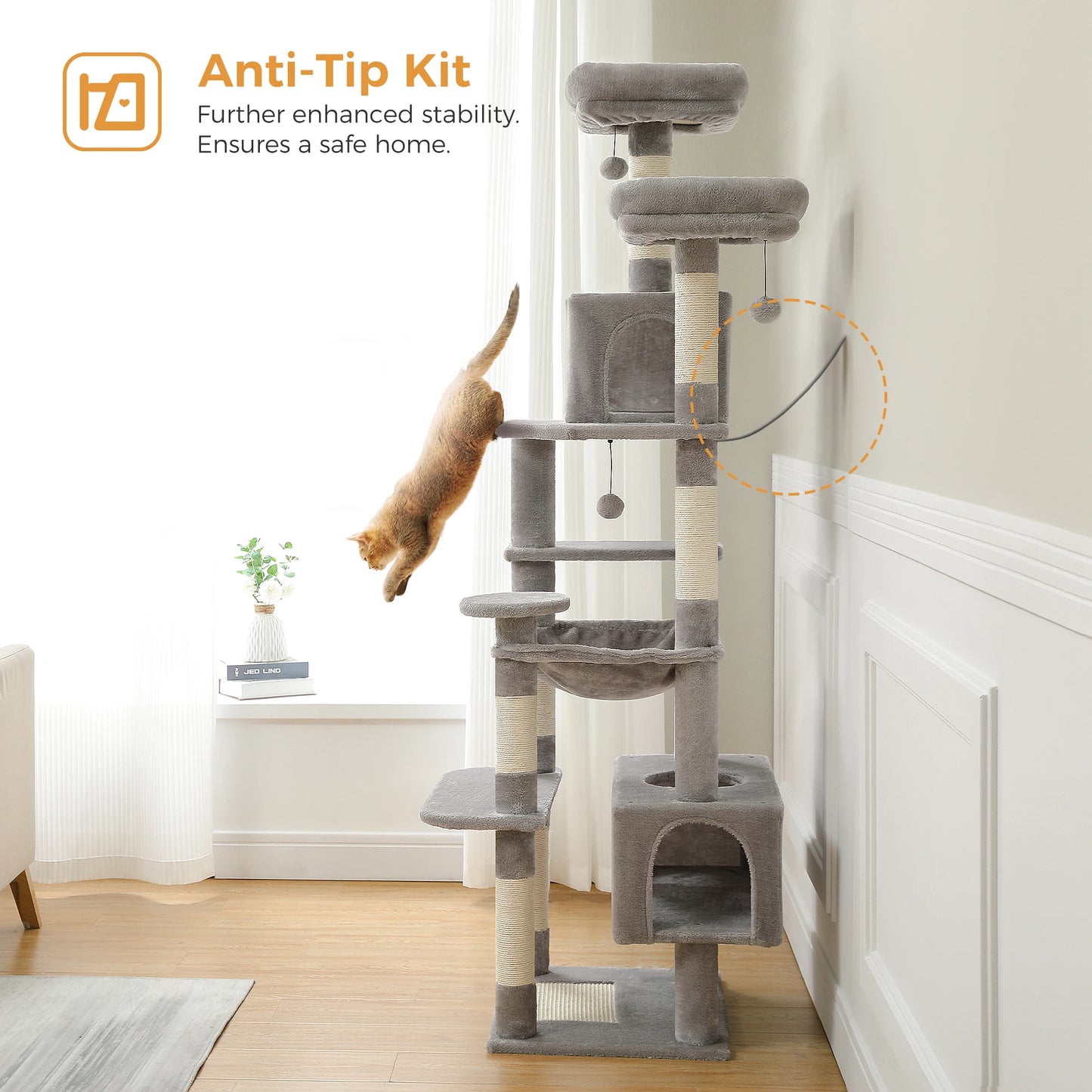 Large Cat Tree Tower Indoor Cats Scratching Posts Hammock Condo Toys