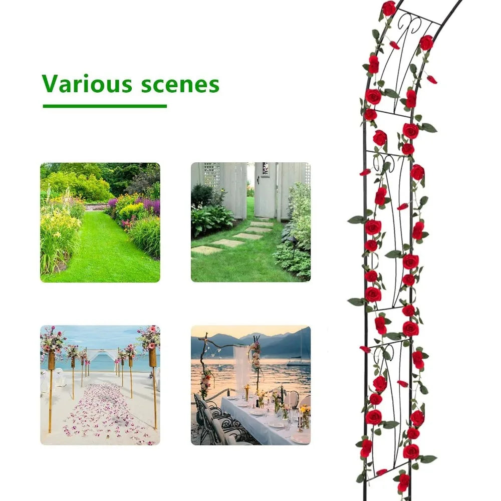 Garden Arch Steel Arbor Trellis for Climbing Vines Elegant Pergola