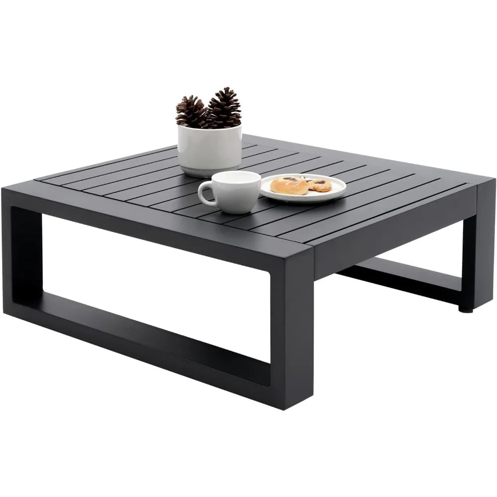 Ljustra Outdoor Square Aluminum Side Table for Patio Bistro Coffee Use