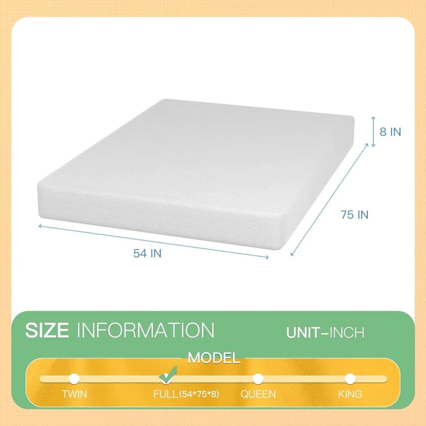 Ljustra 8 Inch Memory Foam Mattress Cooling Gel Green Tea Infused