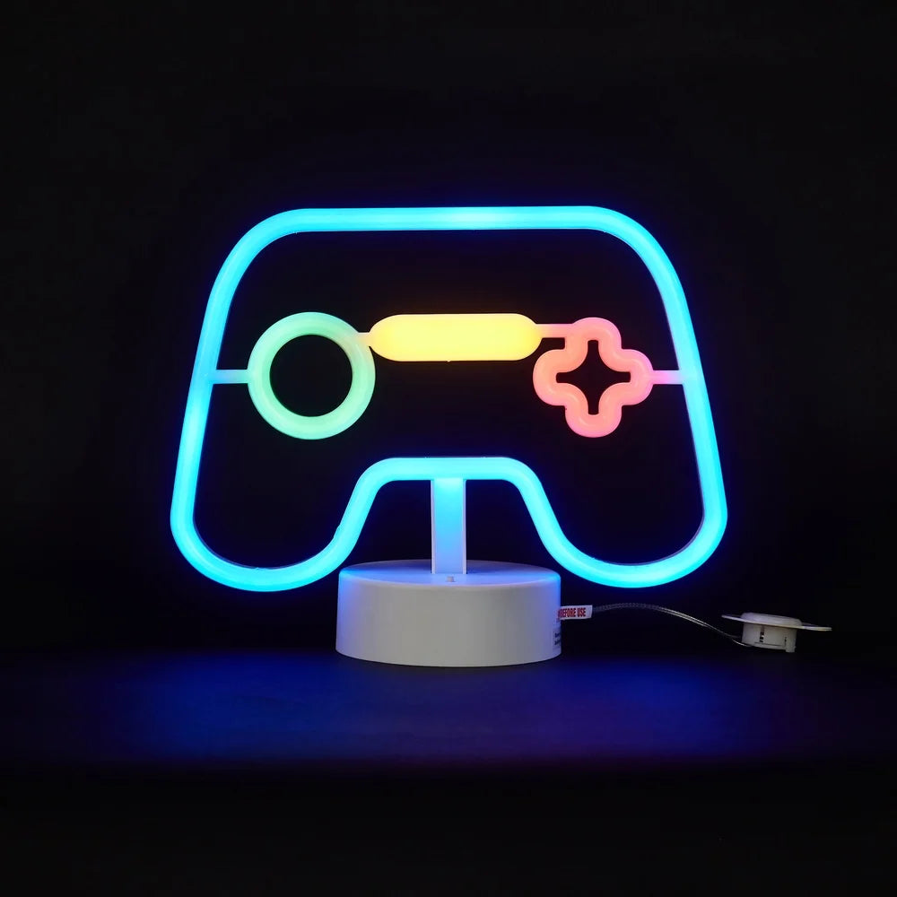 Neon LED Kids Lamp Gaming Controller Night Light Battery Operated