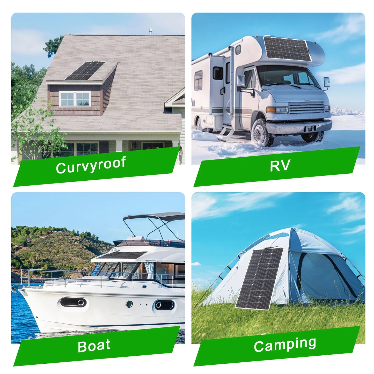 100W 12V Flexible Solar Panel Kit Monocrystalline Waterproof RV Camping
