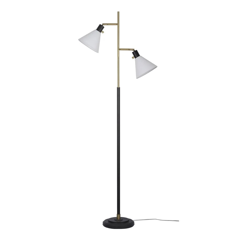 68 Inch Adjustable Metal Floor Lamp Dual Shades Indoor Lighting