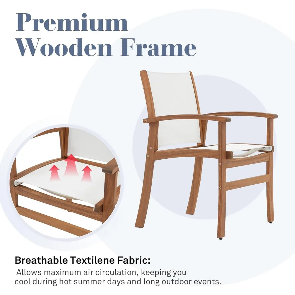 Acacia Wood Patio Dining Set Expandable Table Chairs for 6-8 Outdoor