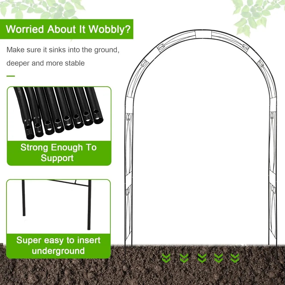 Garden Arch Steel Arbor Trellis for Climbing Vines Elegant Pergola