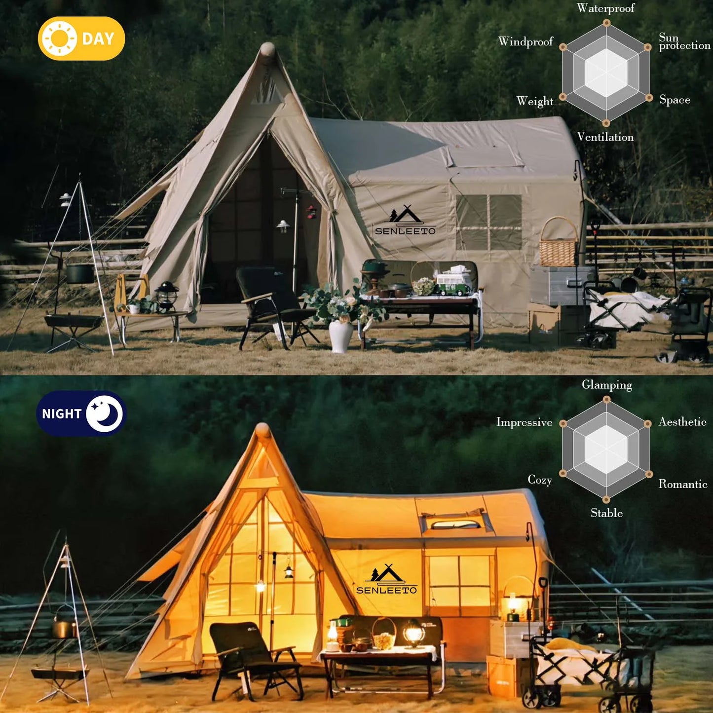 Large Inflatable Tent for 8-10 Person Instant Setup Waterproof Cabin