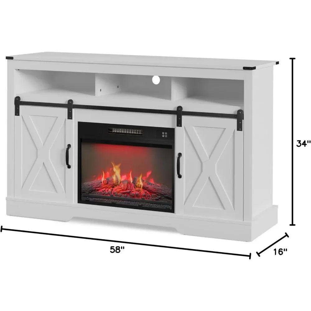Fireplace TV Stand for 65 Inch TV Electric Fireplace Modern Rustic Center