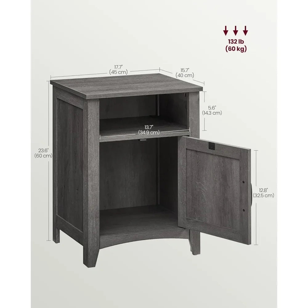 Farmhouse Nightstand Set of 2 Bedside Table Storage Open Compartment