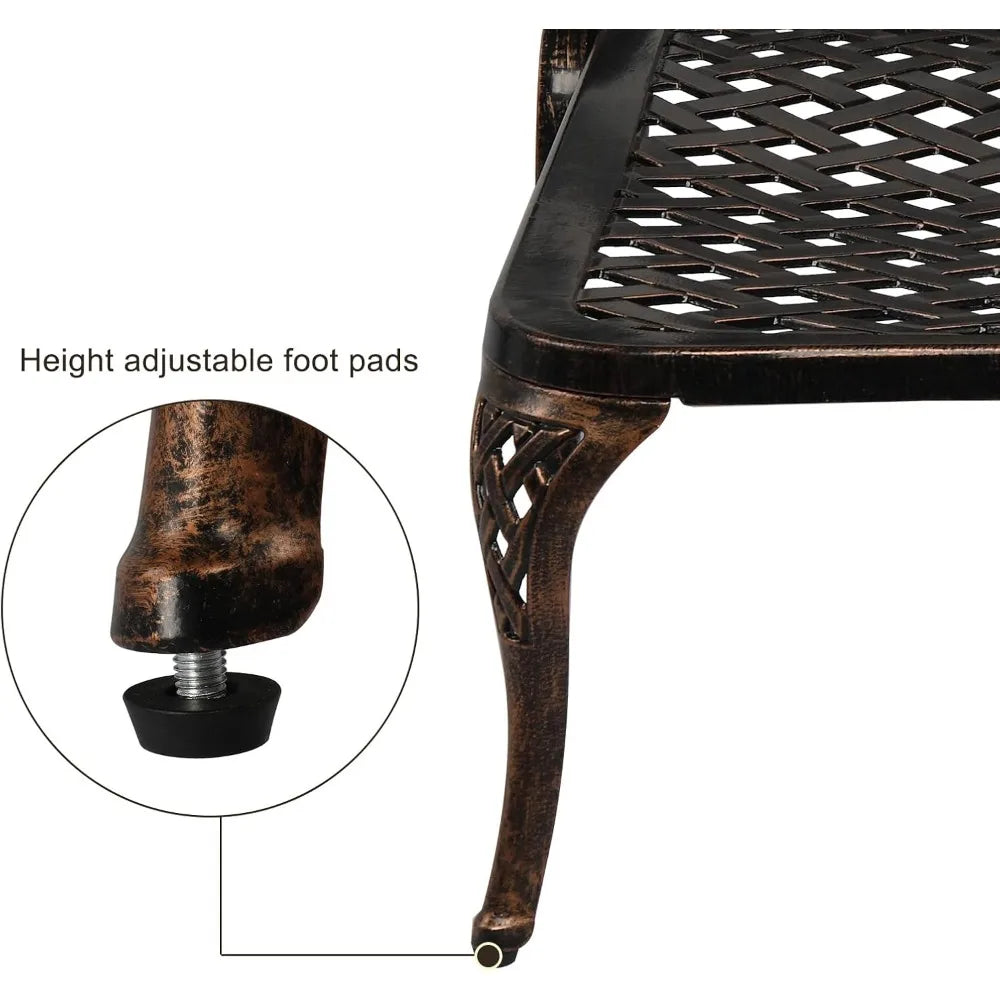 Cast Aluminum Outdoor Chaise Lounge Chair Adjustable Backrest Wheels