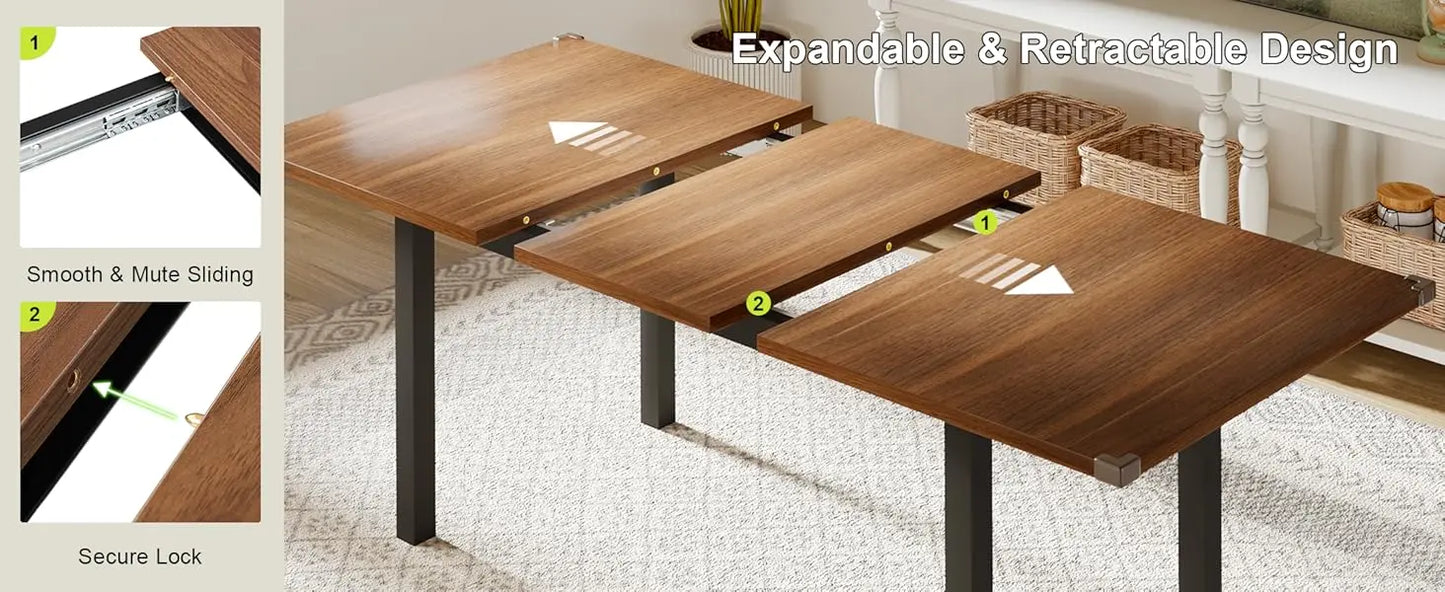 63 Inch Extendable Dining Table Modern Farmhouse for Dining Room Kitchen