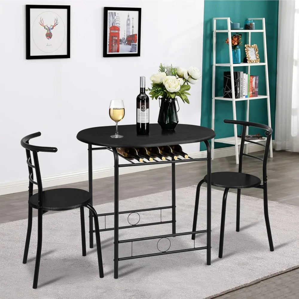 Ljustra Small Kitchen Dining Set Table with 2 Chairs for Small Spaces