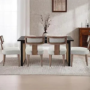 Farmhouse Dining Chairs Set of 4 Mid Century Modern Upholstered Rattan