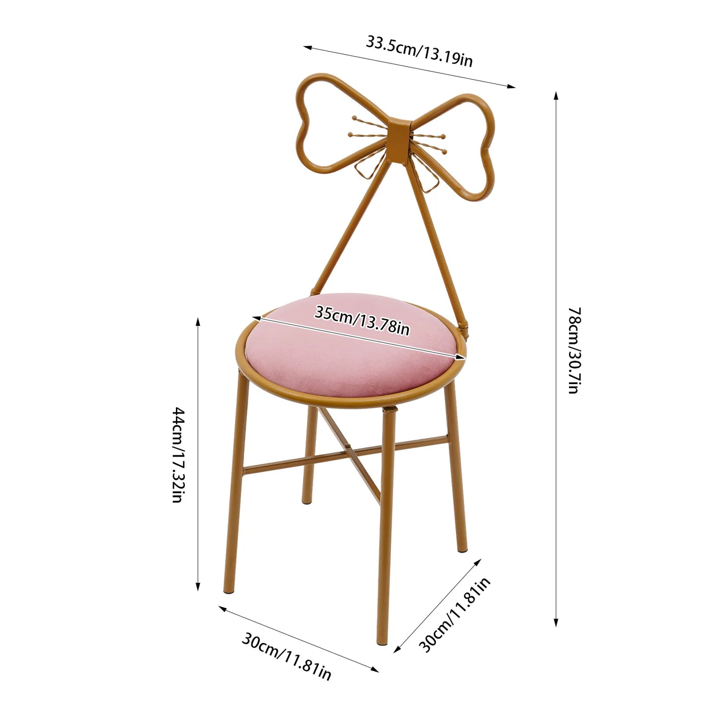 Luxury Minimalist Makeup Vanity Stool Butterfly Backrest Chair Velvet