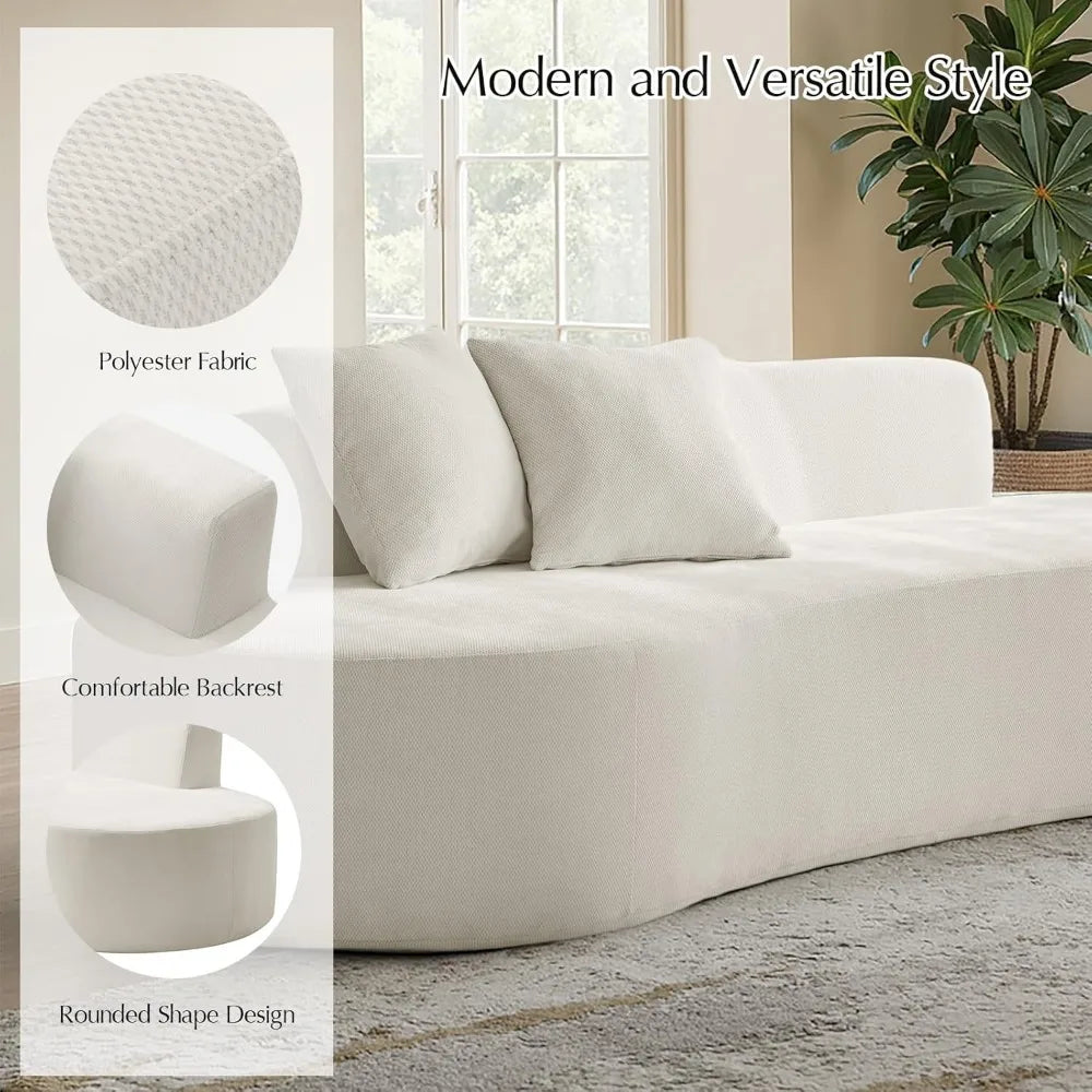 Modern Oversized Curved Sofa 3 Seater Compressed Foam Cloud Couch