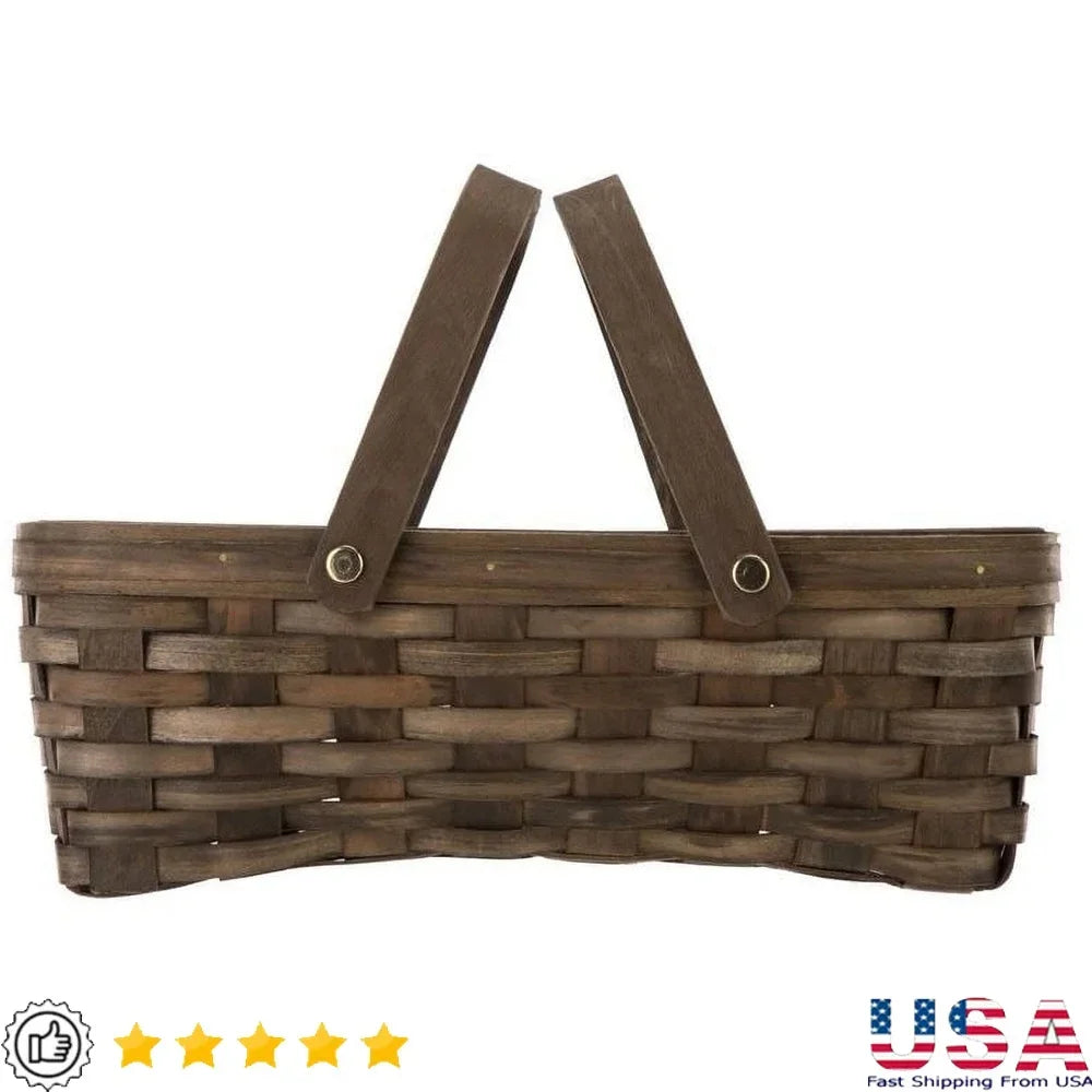 Woodchip Storage Basket with Handles Decorative Gift Basket Organizer