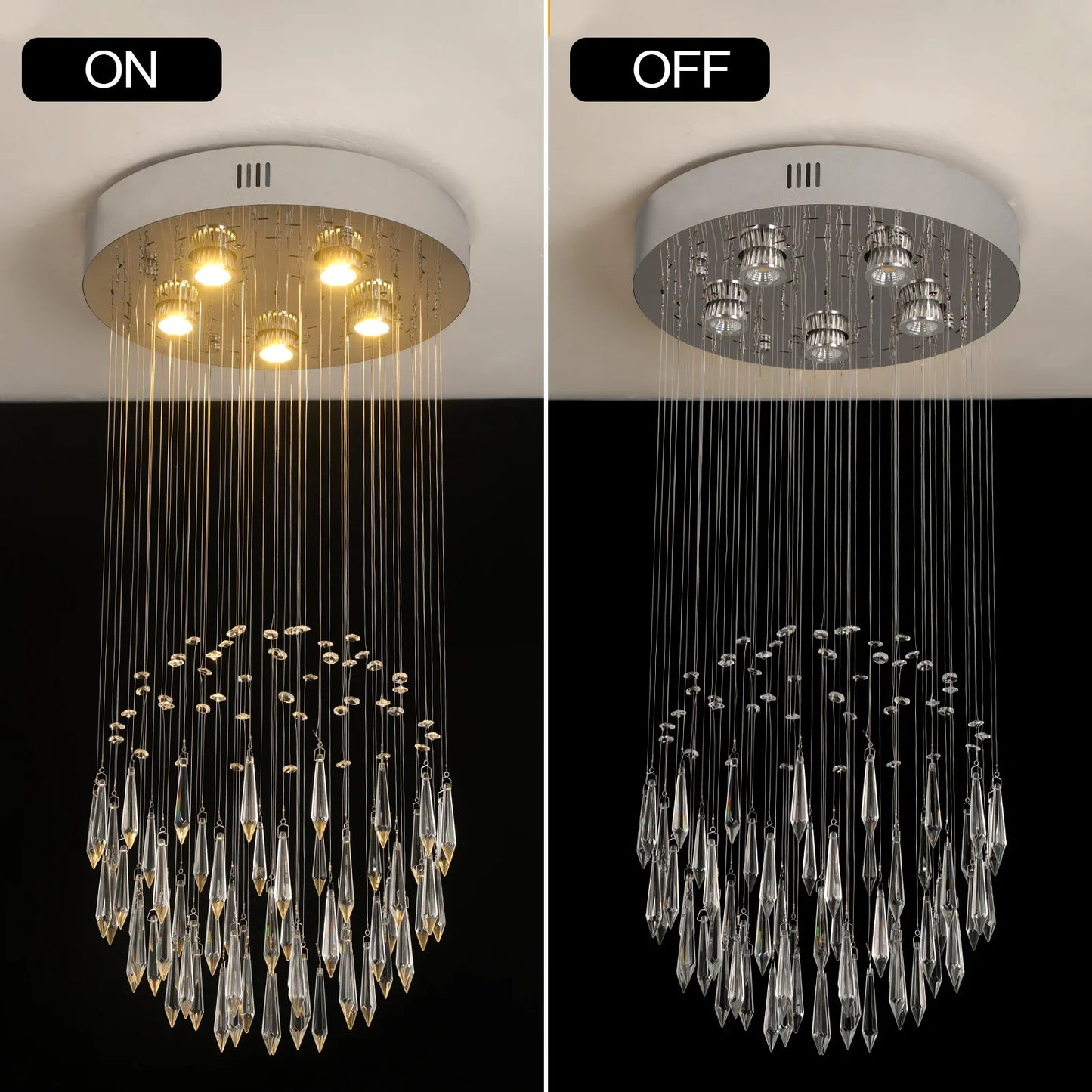 Raindrop LED Crystal Pendant Light Modern Chandelier Ceiling Lamp