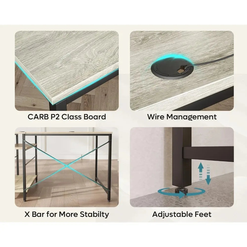 L Shaped Desk Reversible Corner Computer Desk for Home Office Large Writing