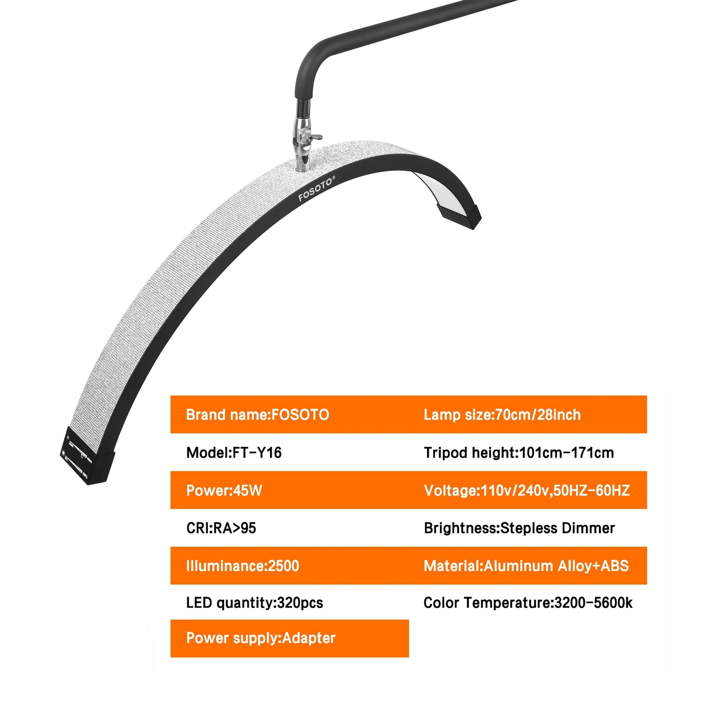 Fosoto Half-moon LED Video Light for Beauty Salon Tattoo Eyelash Work