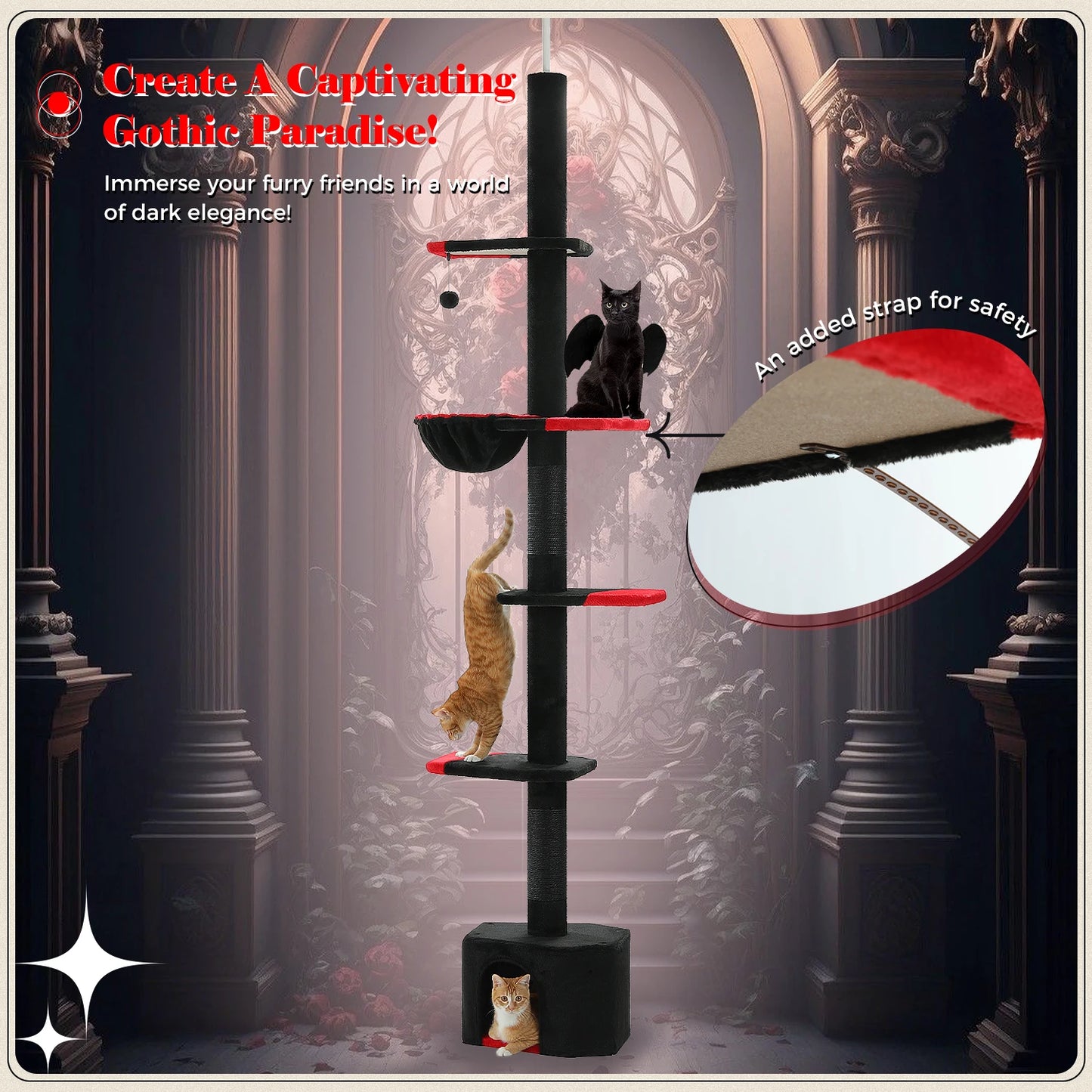 5-Tier Cat Tree Tower Indoor Climbing Scratching Post Hammock