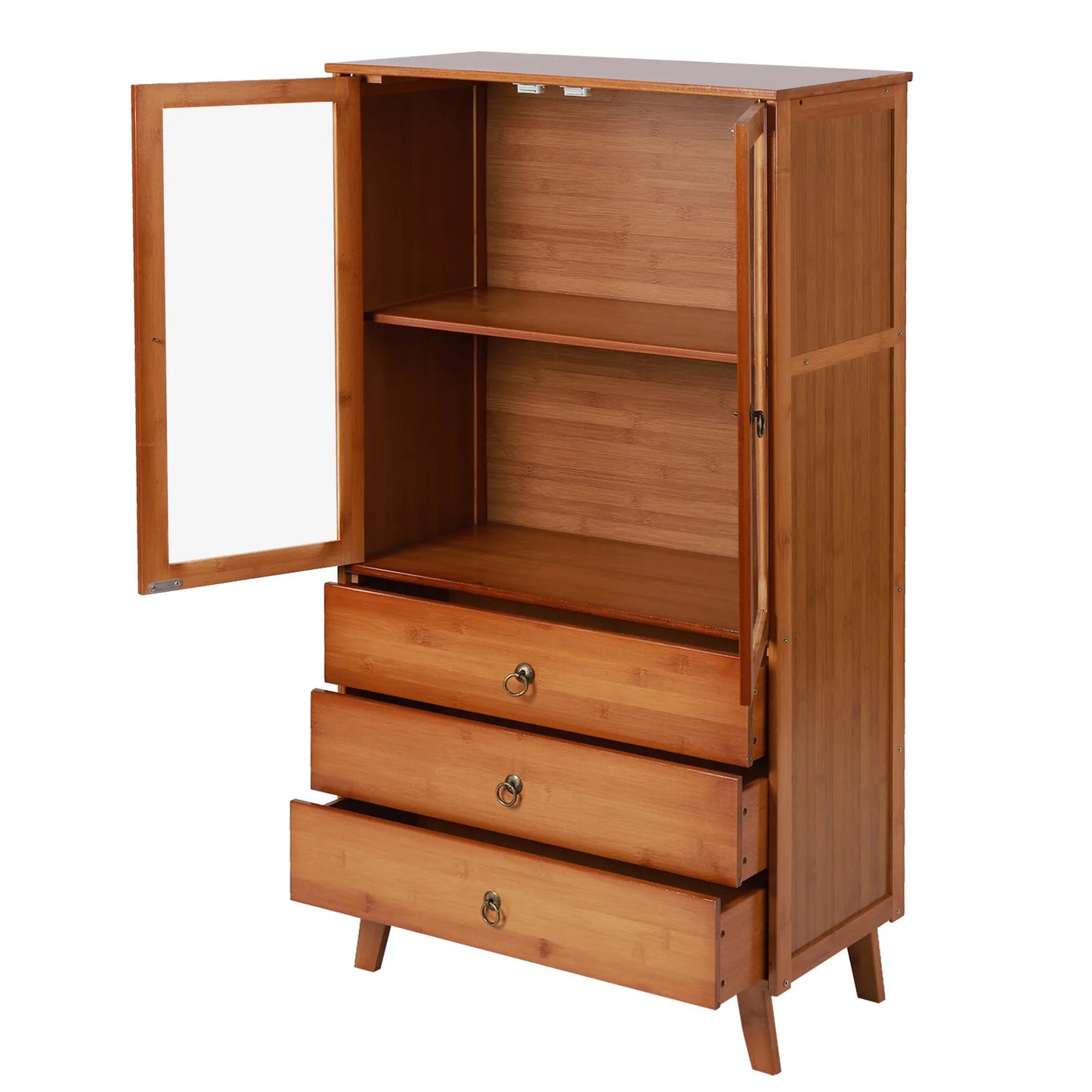 5-Tier Bamboo Kitchen Buffet Hutch Storage Cabinet with Drawer