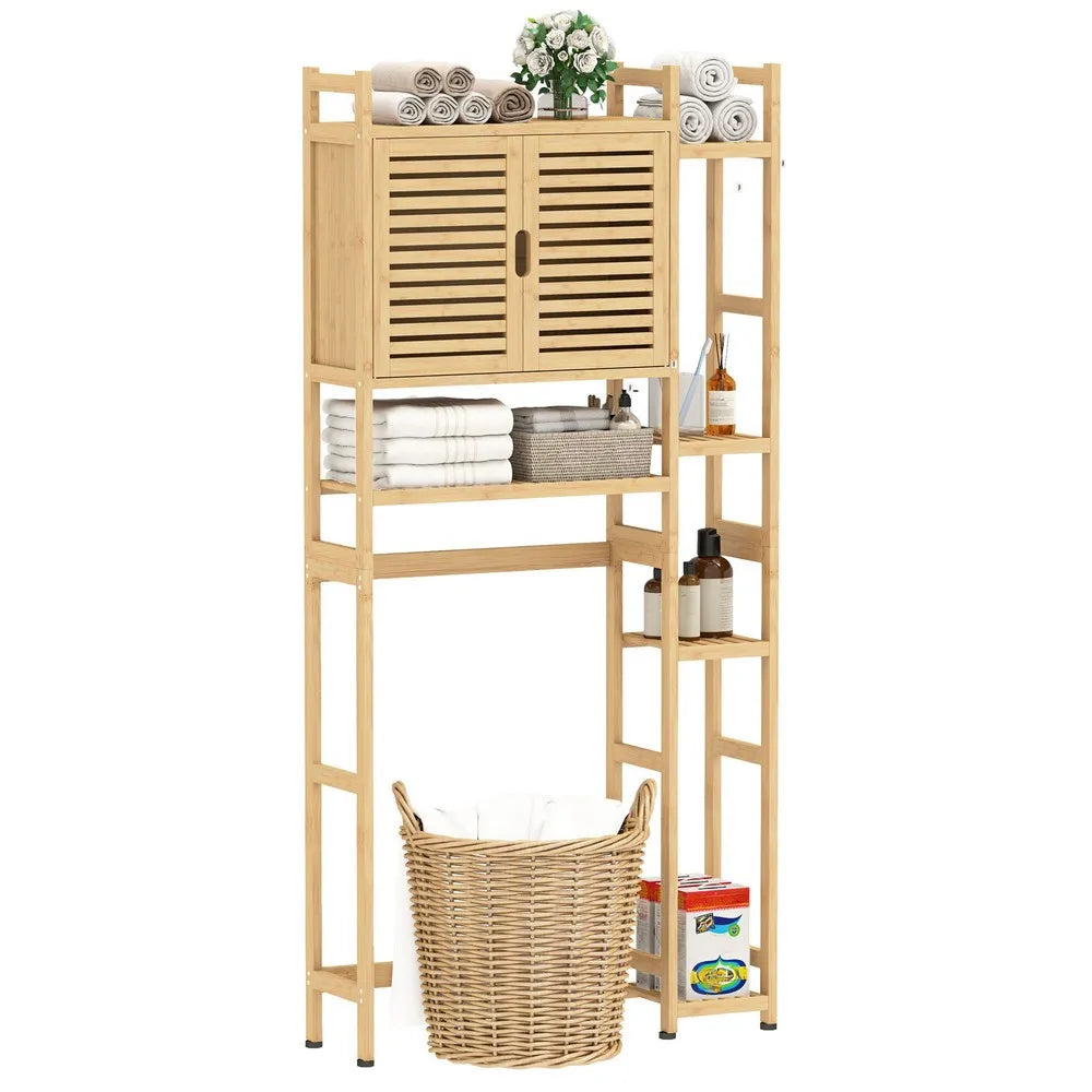 Bamboo Over The Toilet Bathroom Storage Cabinet Rack 4 Tier Shelves