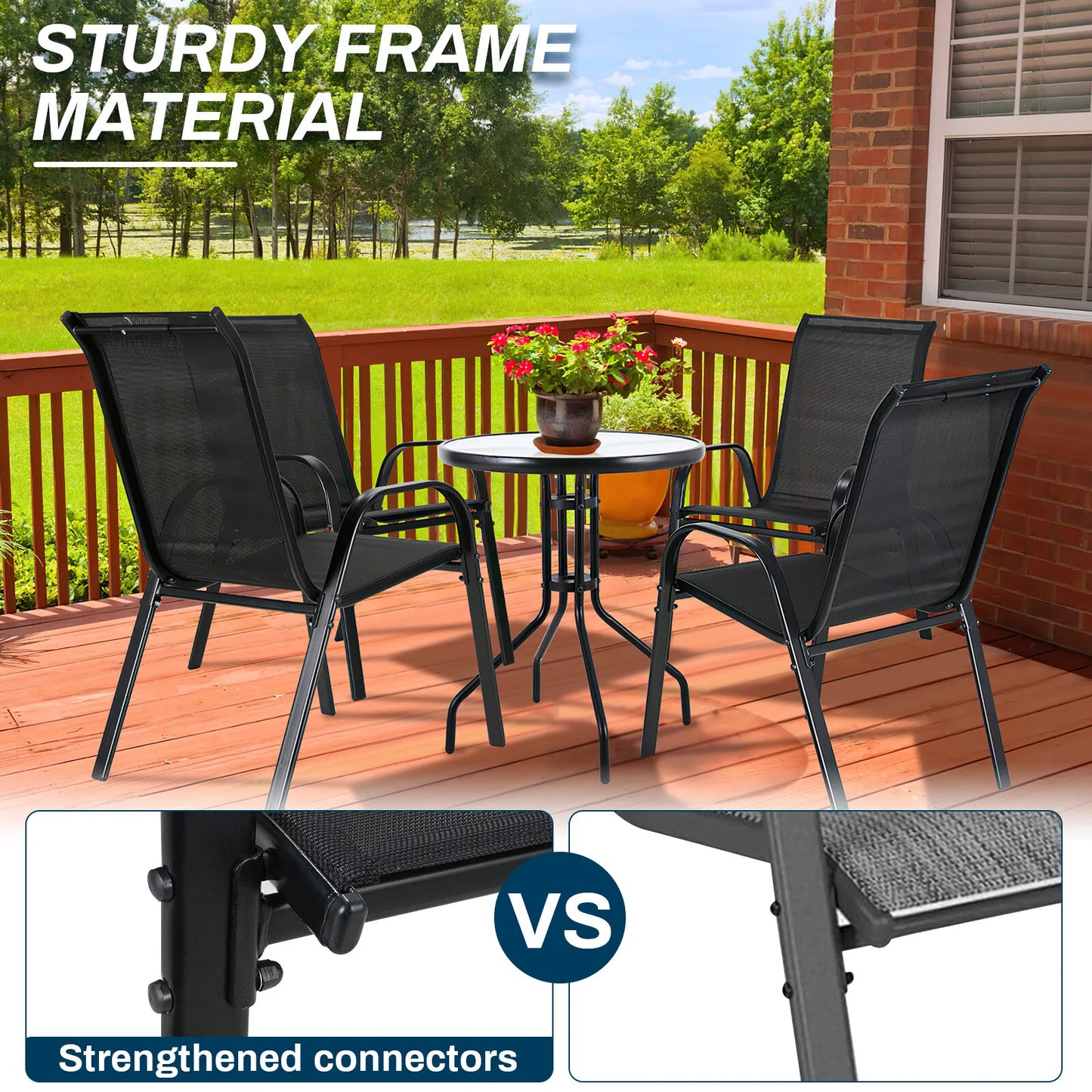 Patio Chairs Set of 6 Stackable Outdoor Dining Chairs All Weather