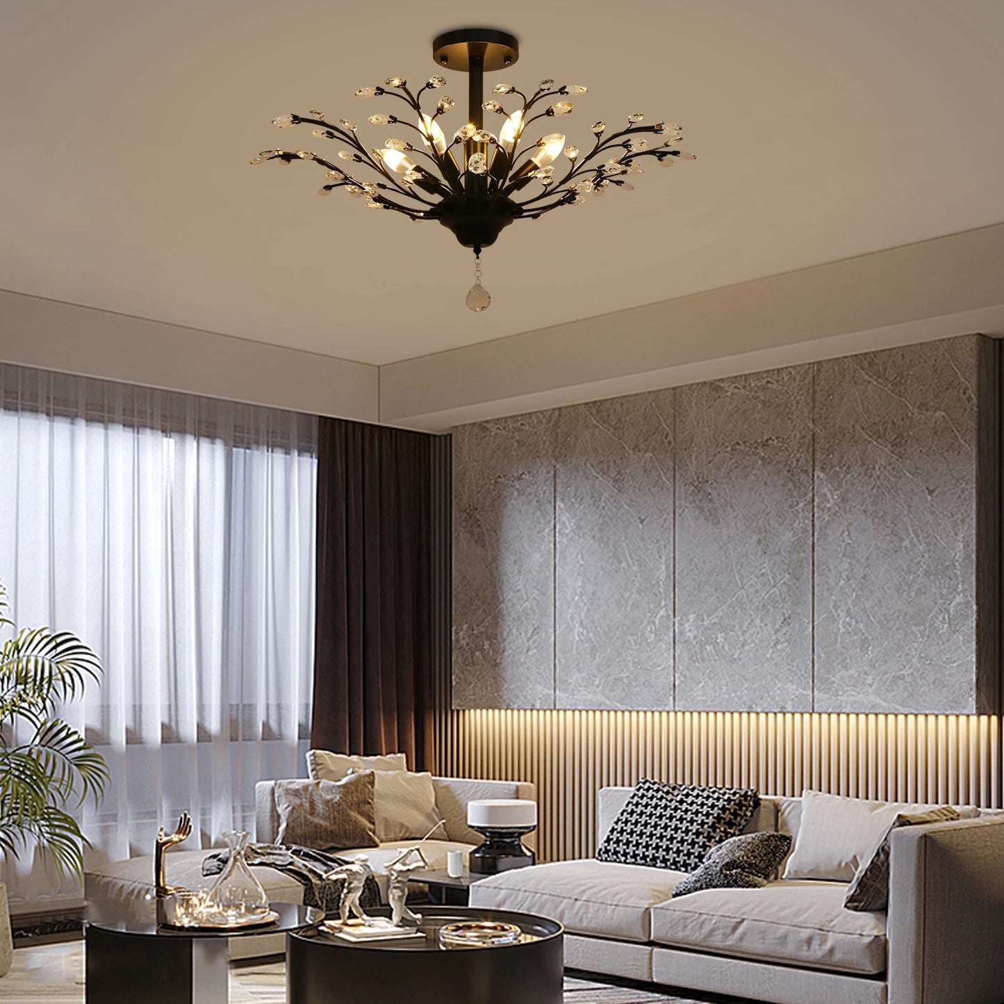 Vintage Crystal Chandelier Pendant Light for Living Rooms Entrances