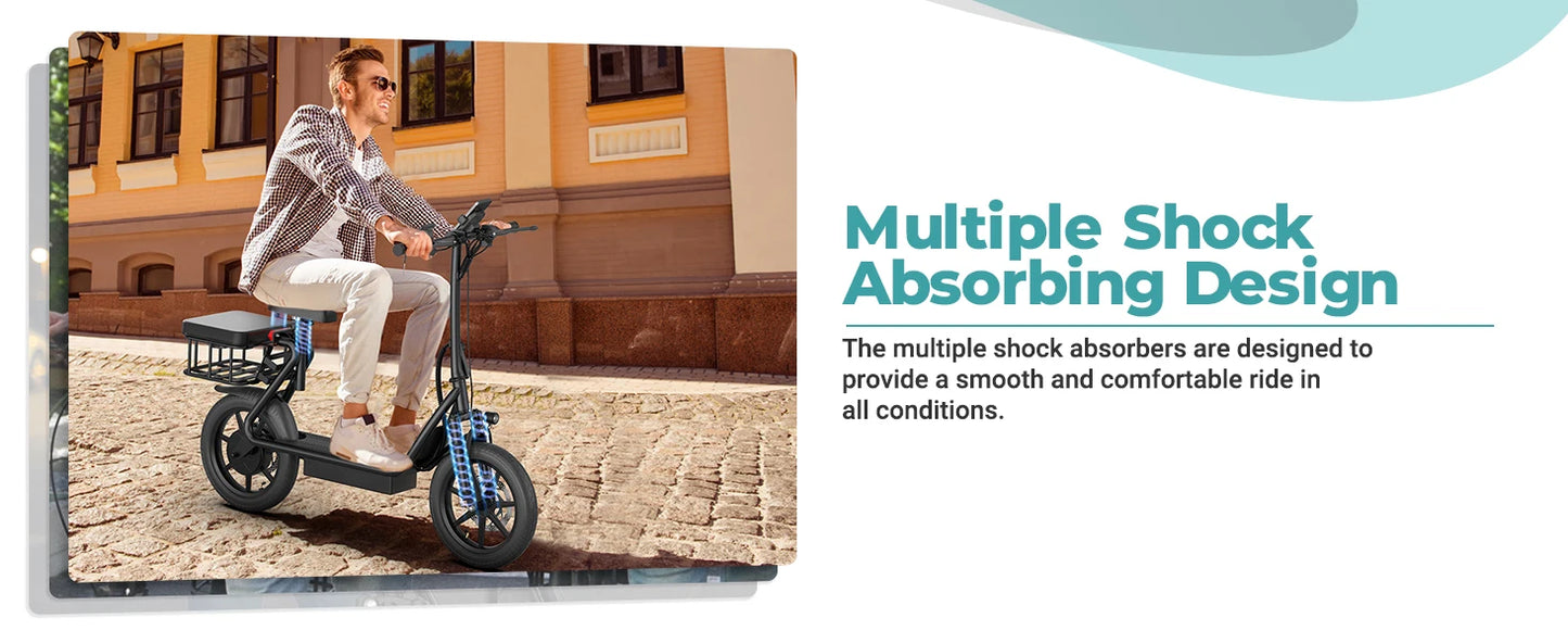 Ljustra 500W 14inch Electric Bicycle 10.4AH Battery 28Miles 22MPH Max Speed