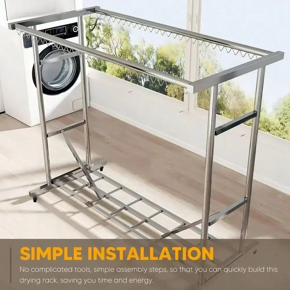 Heavy Duty Clothing Rack 1000LBS Rolling Garment Rack Double Rod