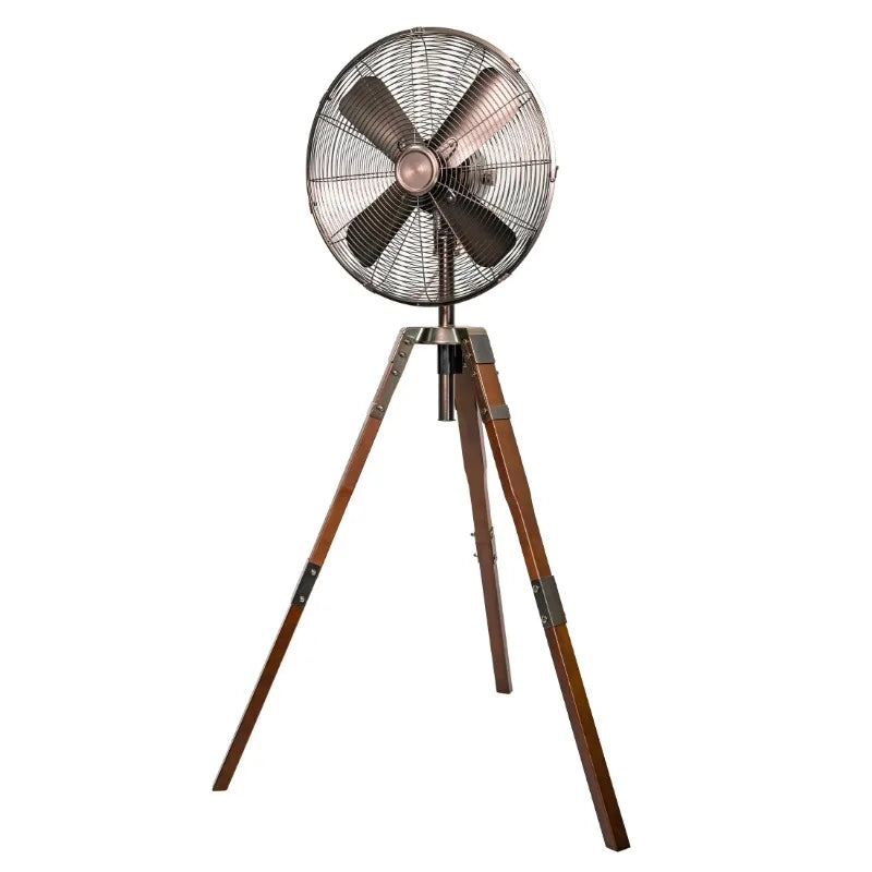 Ljustra 16 Inch Oscillating Stand Fan with Wood Tripod Legs Vintage Style