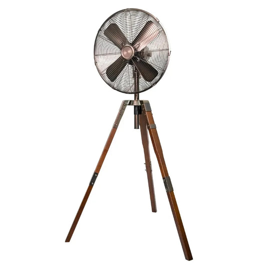 Ljustra 16 Inch Oscillating Stand Fan with Wood Tripod Legs Vintage Style