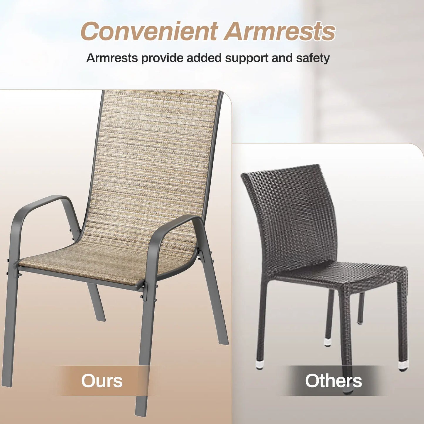 Metal Stackable Outdoor Dining Chairs Set of 4 for Patio Garden