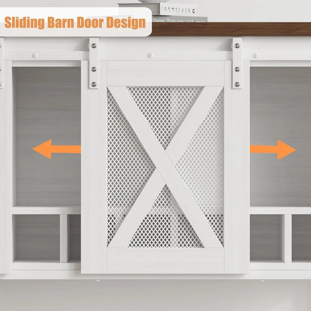 Farmhouse Sideboard Buffet Cabinet Coffee Bar with Storage and Wine Racks